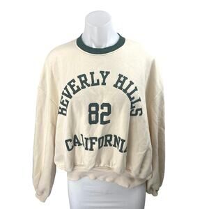 Zara Beverly Hills California Women's Cream Long Sleeve Sweatshirt Sweater Top M